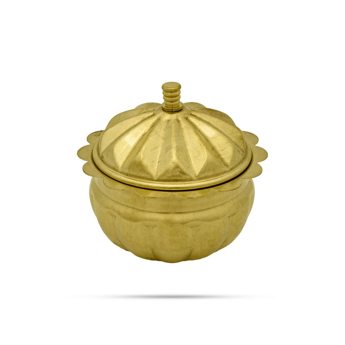 Brass Kumkum Pot - 3 x 2.5 Inches | Sindoor Pot/ Kumkum Bharani for Home/ 40 Gms Approx