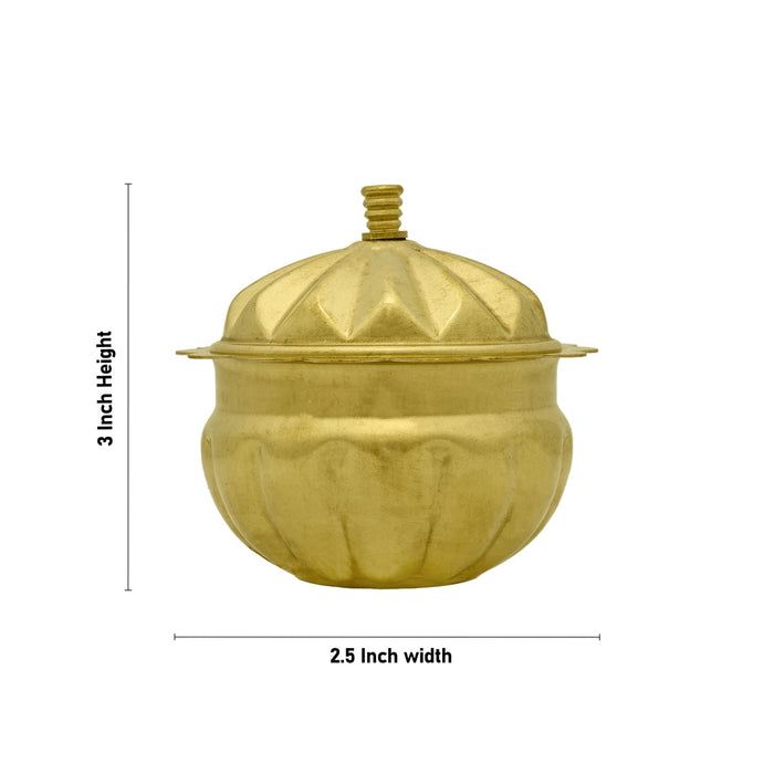 Brass Kumkum Pot - 3 x 2.5 Inches | Sindoor Pot/ Kumkum Bharani for Home/ 40 Gms Approx