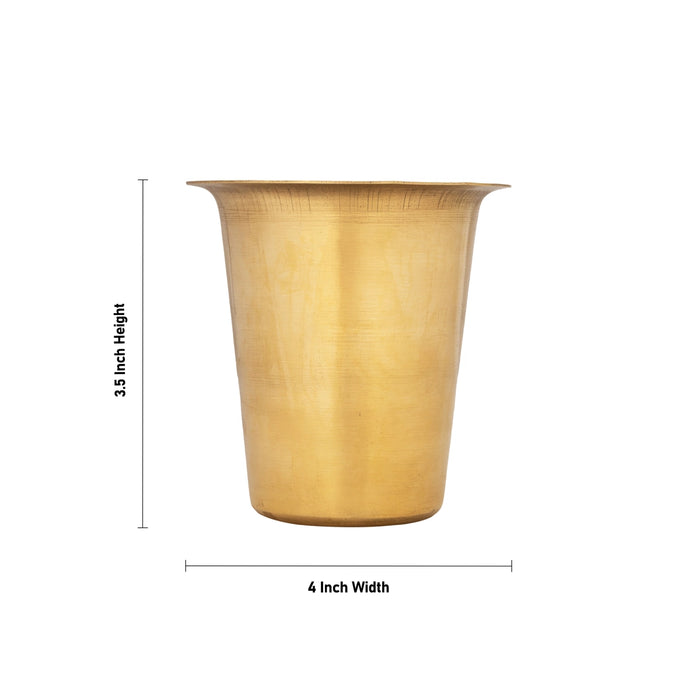 Brass Tumbler - 3.5 x 4 Inches | Coffee Glass/ Drinking Cup for Home
