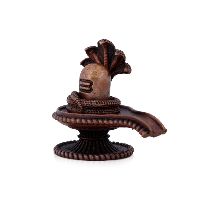 Shivalingam with Nagam Statue - 2.3 x 2.5 Inches | Copper Idol/ Shiv Ling With Nag Murti