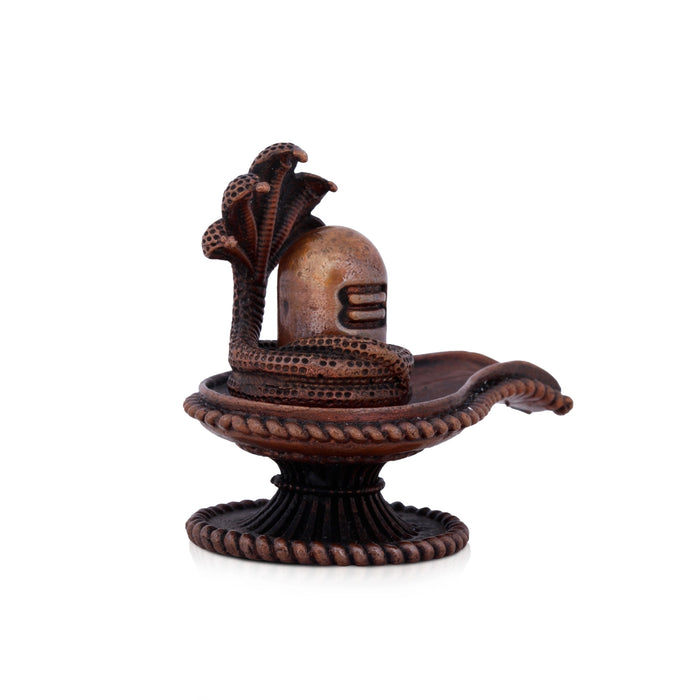 Shivalingam with Nagam Statue - 2.3 x 2.5 Inches | Copper Idol/ Shiv Ling With Nag Murti