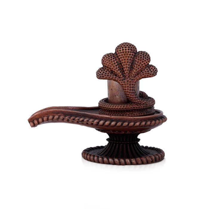 Shivalingam with Nagam Statue - 2.3 x 2.5 Inches | Copper Idol/ Shiv Ling With Nag Murti