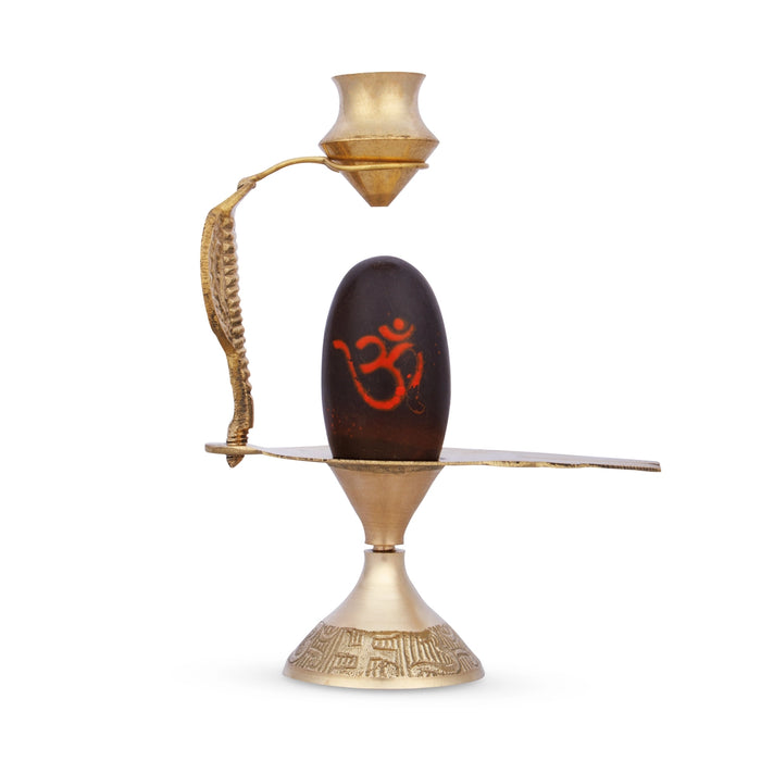 Black Shiva Lingam Statue With Nag Dhara Pot - 5 x 4 Inches | Brass Idol/ Shiv Ling Statue for Pooja