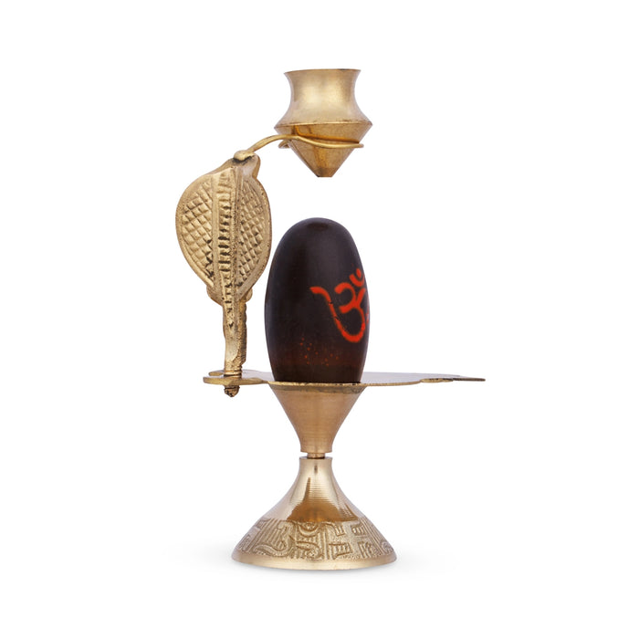 Black Shiva Lingam Statue With Nag Dhara Pot - 5 x 4 Inches | Brass Idol/ Shiv Ling Statue for Pooja