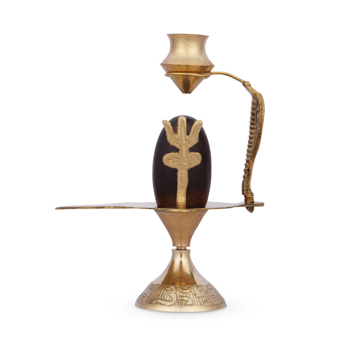 Black Shiva Lingam Statue With Nag Dhara Pot - 5 x 4 Inches | Brass Idol/ Shiv Ling Statue for Pooja