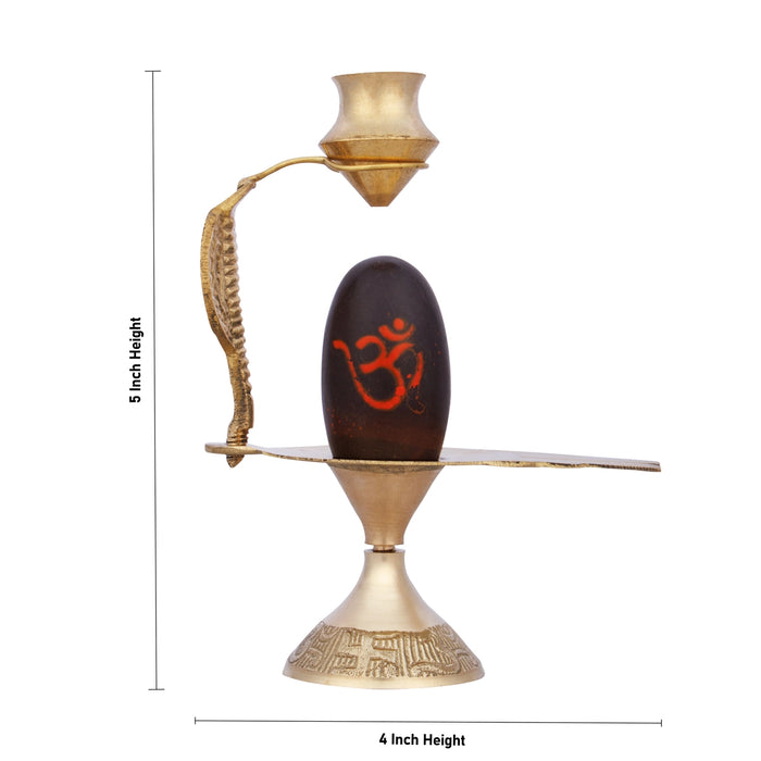 Black Shiva Lingam Statue With Nag Dhara Pot - 5 x 4 Inches | Brass Idol/ Shiv Ling Statue for Pooja