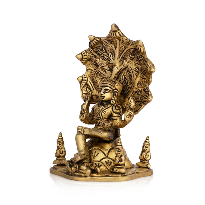Dakshinamurthy Vigraham With Tree - 6.5 x 4 Inches | Dakshinamurti Statue/ Antique Brass Idol for Pooja