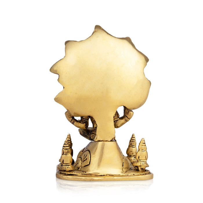 Dakshinamurthy Vigraham With Tree - 6.5 x 4 Inches | Dakshinamurti Statue/ Antique Brass Idol for Pooja