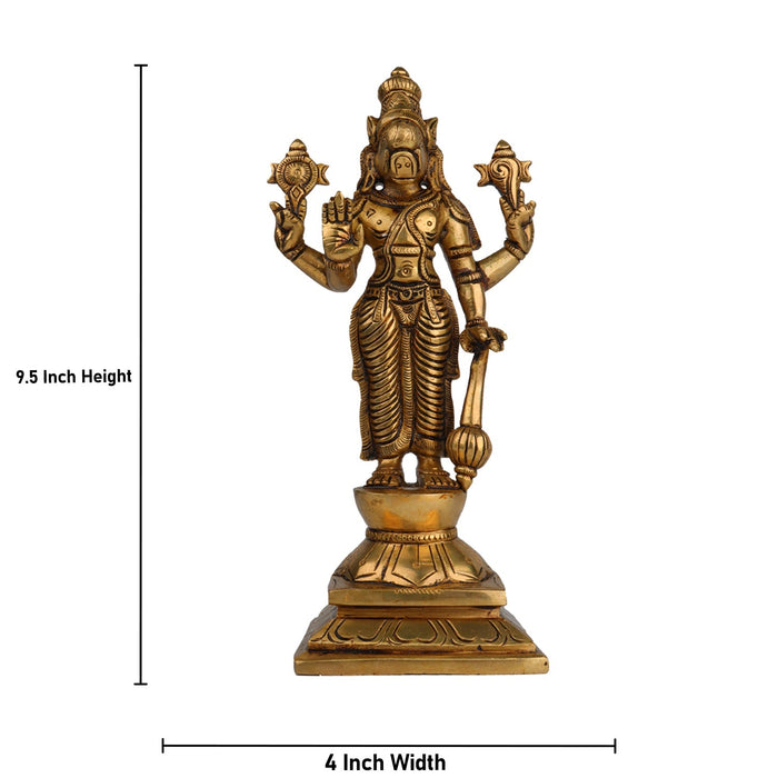 Dasavatharam Idol With Base Set - 9.5 x 4 Inches | Antique Brass Idol/ Ten Avatars Of Vishnu Statue for Worship
