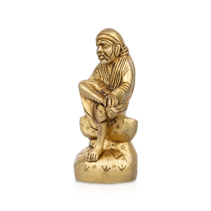 Saibaba Statue - 4.5 x 2.5 Inches | Sai Baba Murti/ Antique Brass Statue for Pooja/ 530 Gms Approx