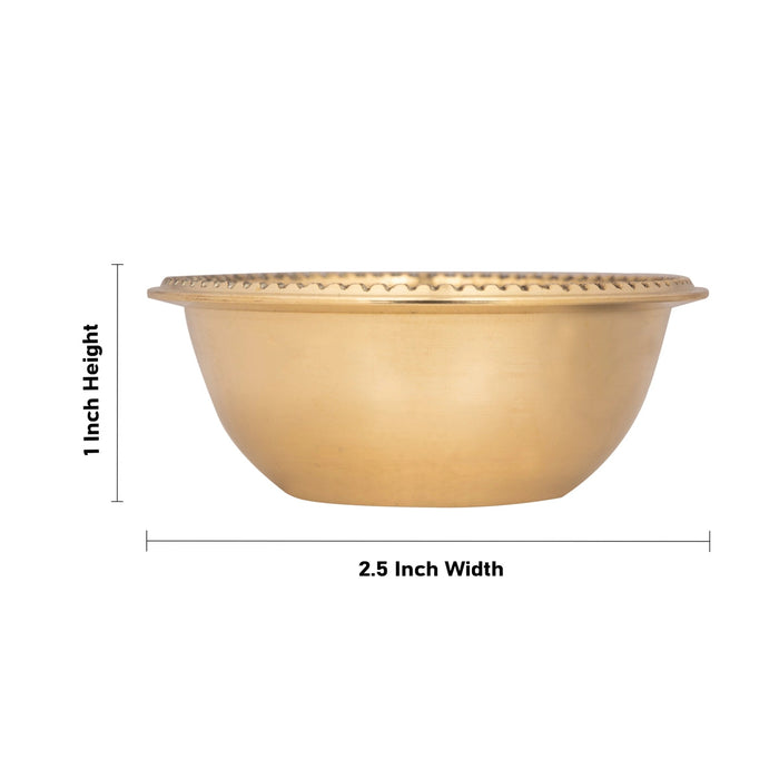 Brass Bowl - 1 X 2.5 Inches | Pooja Bowl/ Small Brass Cup/ Ritual Bowl For Temple Offerings