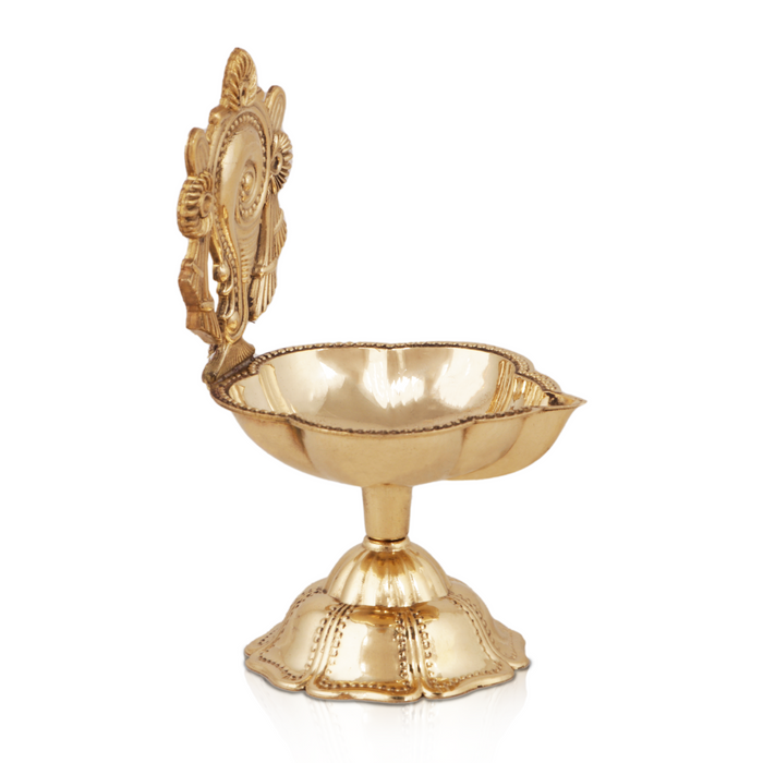 Shankh Diya - 4.5 Inches | Brass Deep/ Shank Lamp/ Brass Vilakku for Pooja