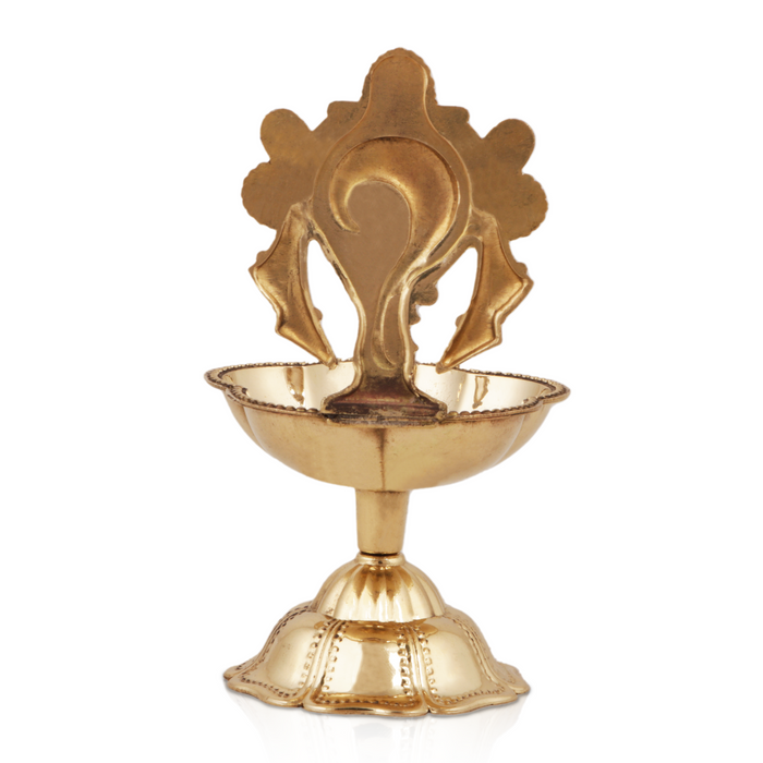 Shankh Diya - 4.5 Inches | Brass Deep/ Shank Lamp/ Brass Vilakku for Pooja
