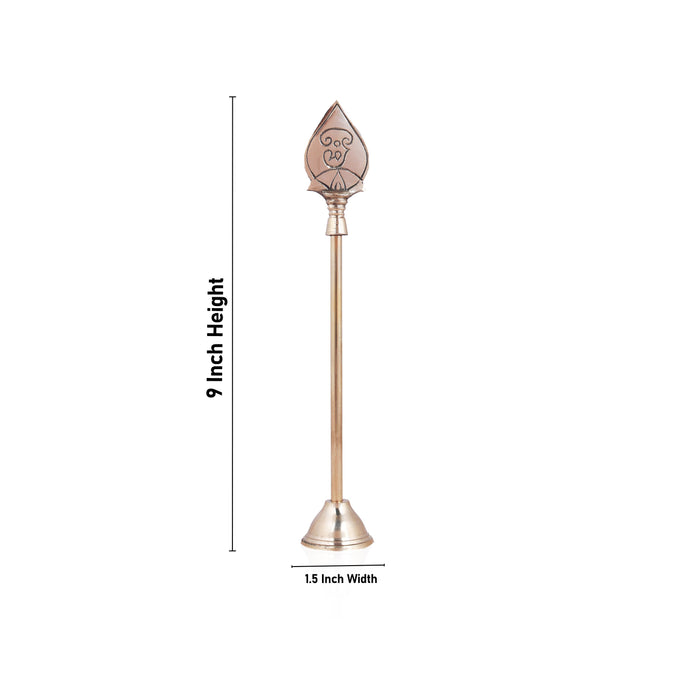 Brass Vel With Base - 9 X 1.5 Inches | Lord Muruga Vel/ Murugan Vel For Temple Pooja