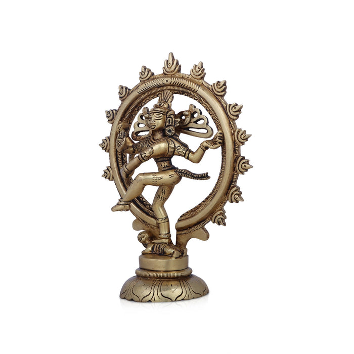 Natraj Statue With Base - 7 x 5 Inches | Antique Brass Idol/ Natraj Murti/ Nataraja Idol for Pooja