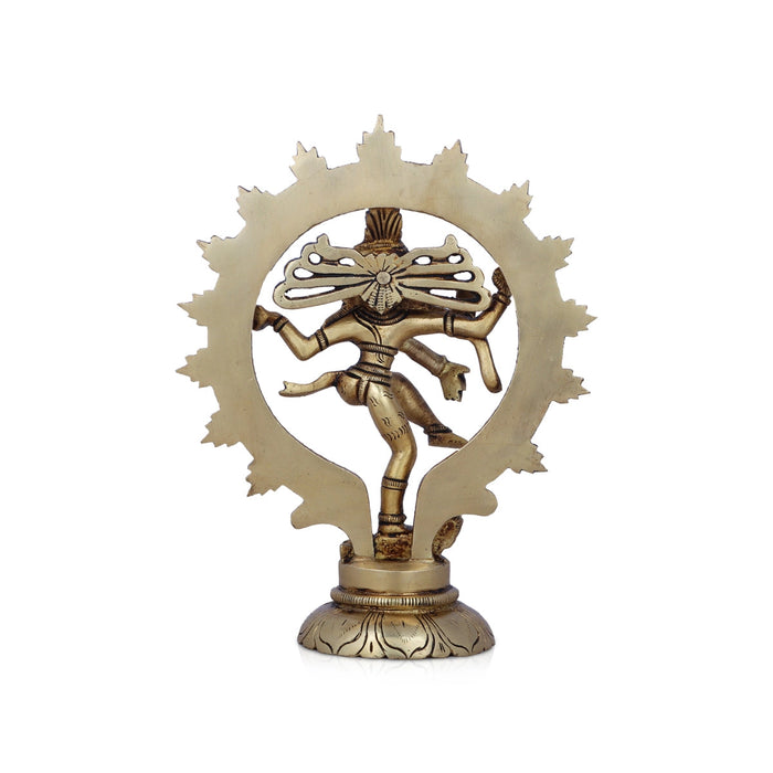 Natraj Statue With Base - 7 x 5 Inches | Antique Brass Idol/ Natraj Murti/ Nataraja Idol for Pooja