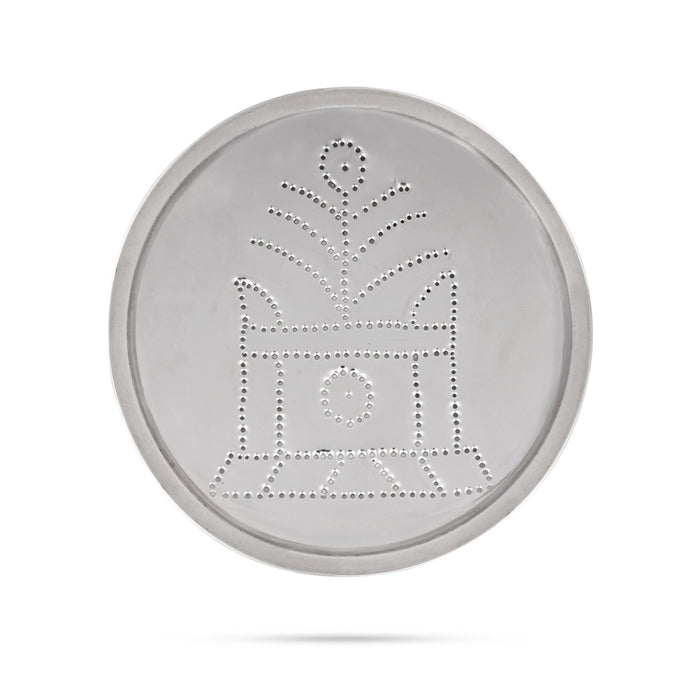 Kolam Plate - 5.5 Inches | Stainless Steel Rangoli Plate/ Rangoli Design Plate/ Muggu Plate for Home