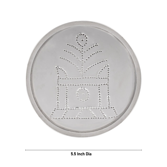 Kolam Plate - 5.5 Inches | Stainless Steel Rangoli Plate/ Rangoli Design Plate/ Muggu Plate for Home