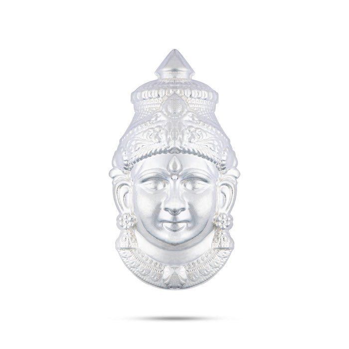 Varalakshmi Ammavari Face - 6.5 x 3 Inches | White Metal Lakshmi Face/ Amman Face for Deity/ 80 Gms Approx