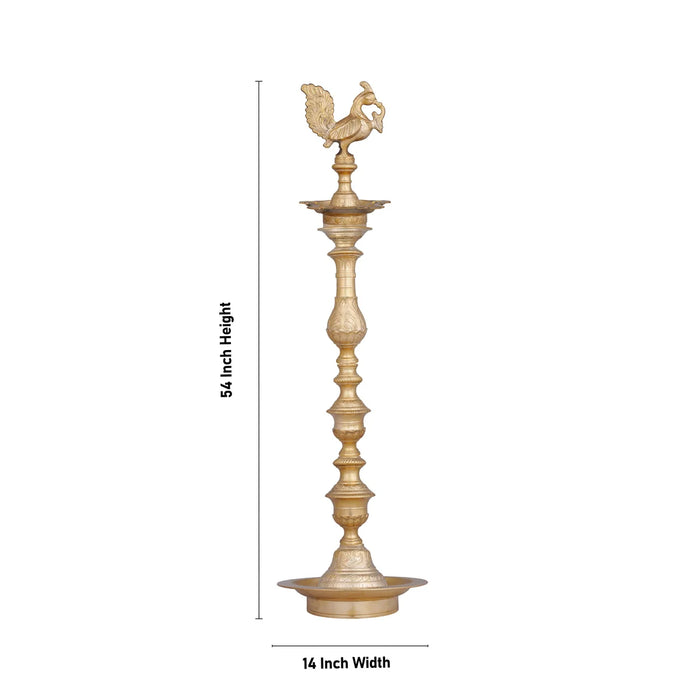 Kuthu Vilakku - 54 x 14 Inches | Brass Lamp/ Annapakshi Design Deep for Pooja/ 24.200 Kgs Approx