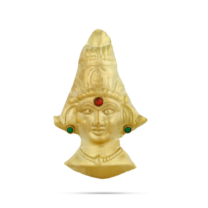 Devi Face - 2.5 x 1.5 Inches | Brass Ammavari Face/ Devi Mukhavata/ Amman Face for Pooja