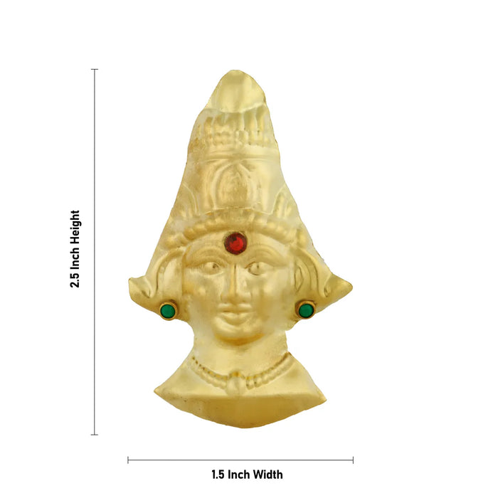 Devi Face - 2.5 x 1.5 Inches | Brass Ammavari Face/ Devi Mukhavata/ Amman Face for Pooja