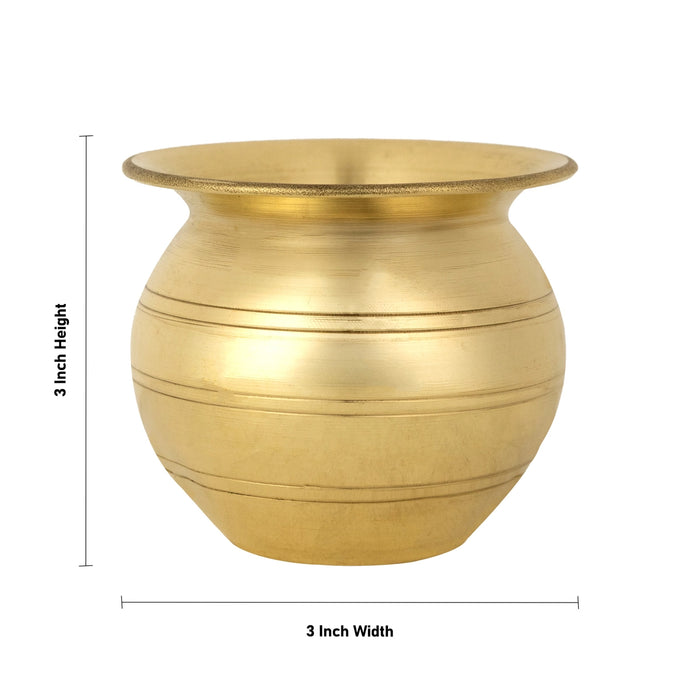 Lota - 3 x 3 Inches | Brass Chombu/ Kalash Pot / Kalasam for Pooja