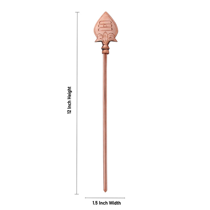 God Murugan Vel - 12 x 1.5 Inches | Muruga Vel/ Copper Vel/ Astras for Pooja