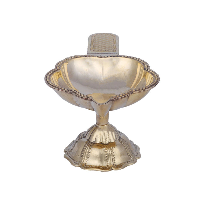 Lakshmi Aarti With Base - 2 x 3.75 Inches | Traditional Brass Aarti/ Laxmi Aarti for Pooja/ Arti Diya