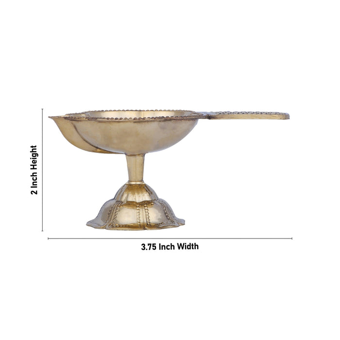 Lakshmi Aarti With Base - 2 x 3.75 Inches | Traditional Brass Aarti/ Laxmi Aarti for Pooja/ Arti Diya