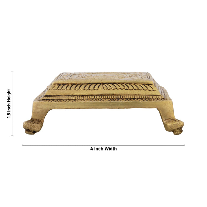 Chowki - 1.5 x 4 Inches | Brass Bajot/ Antique Polish Patla/ Manai Palagai for Pooja