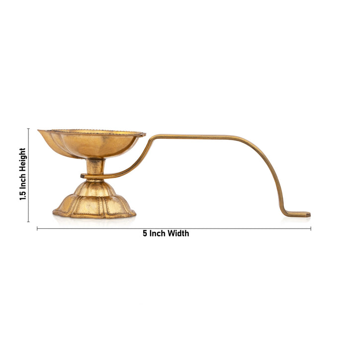 Karpura Aarti With Handle - 1.5 X 5 Inches | Brass Camphor Aarti/ Arti Spoon/ Ritual Aarti For Temple & Pooja