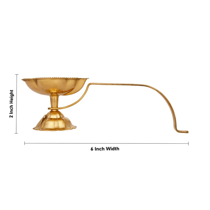 Kapoor Dhani With Handle - 2 x 6 Inches | Camphor Burner/ Brass Arti for Pooja