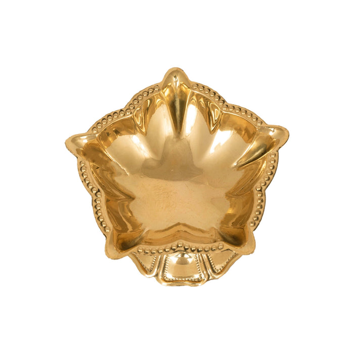 Brass Lamp With Base - 1.5 X 2.25 Inches | Star Design Deepam/ 5 Face Vilakku/ Small Brass Diya For Pooja