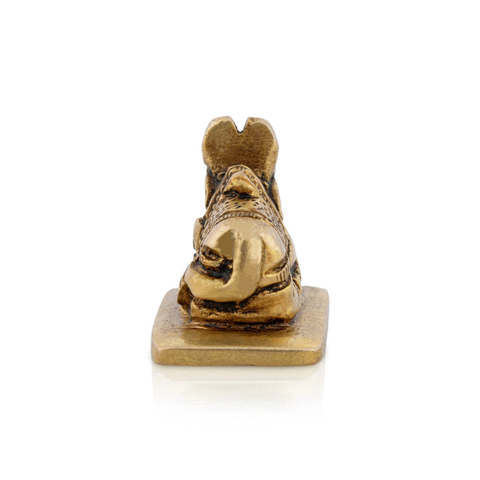 Nandi Statue With Base - 1 X 1.5 Inches | Antique Brass Idol/ Nandhi Statue/ Nandi Murti For Pooja
