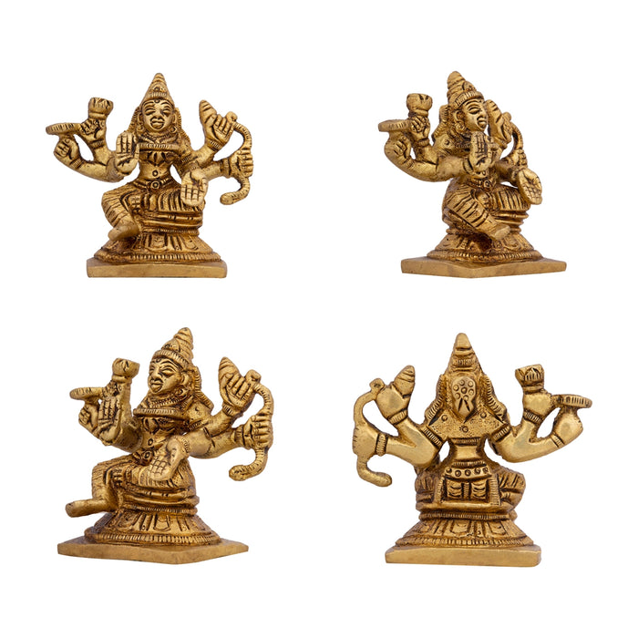 AshtaLakshmi Idol Set - 2.5 x 2 Inches | Antique Brass Idol/ 8 Pcs/ Laxmi Murti for Worship & Pooja