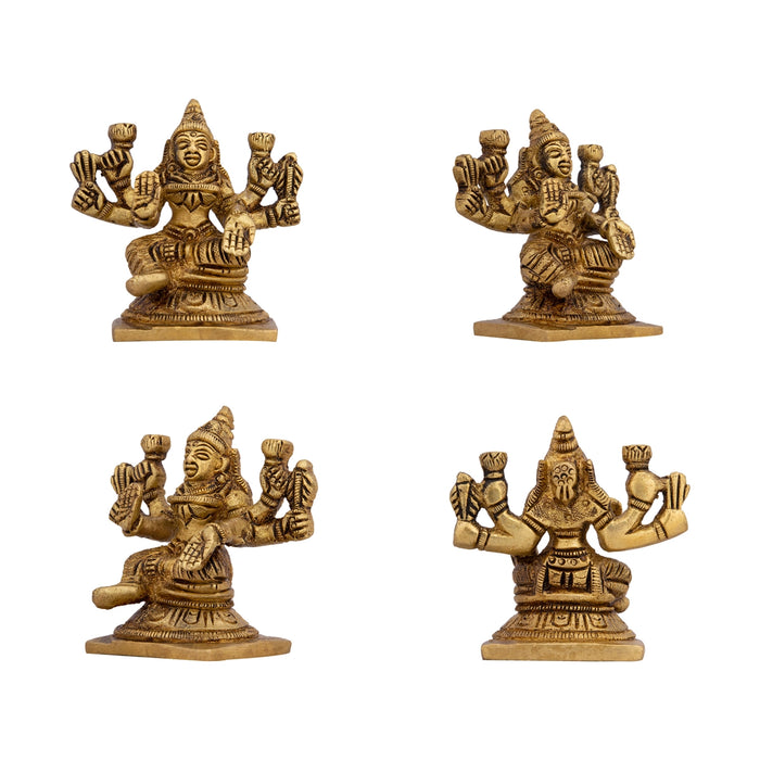AshtaLakshmi Idol Set - 2.5 x 2 Inches | Antique Brass Idol/ 8 Pcs/ Laxmi Murti for Worship & Pooja