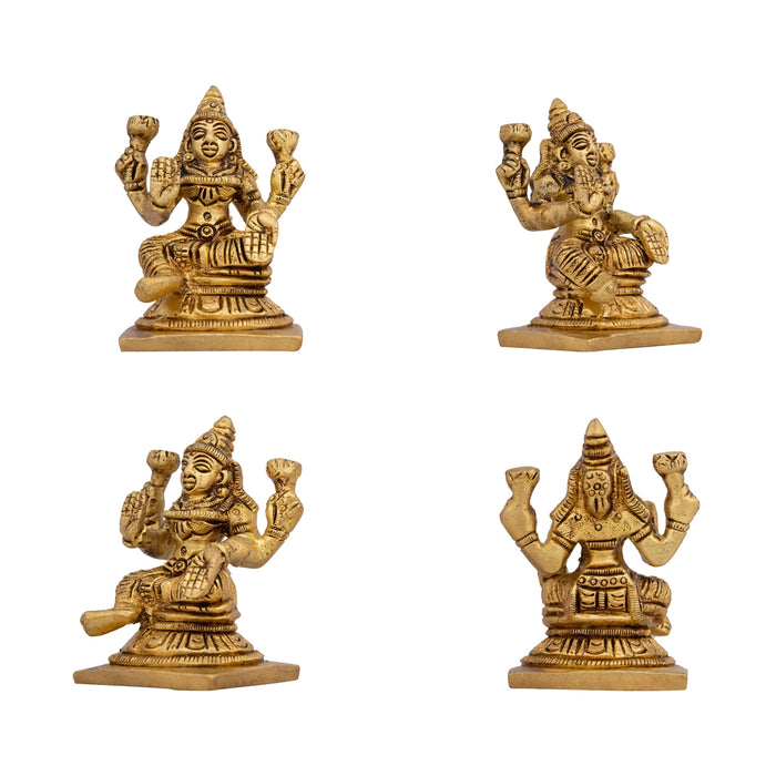 AshtaLakshmi Idol Set - 2.5 x 2 Inches | Antique Brass Idol/ 8 Pcs/ Laxmi Murti for Worship & Pooja
