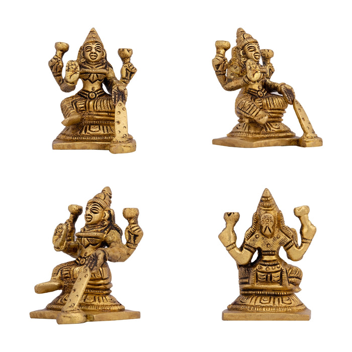 AshtaLakshmi Idol Set - 2.5 x 2 Inches | Antique Brass Idol/ 8 Pcs/ Laxmi Murti for Worship & Pooja