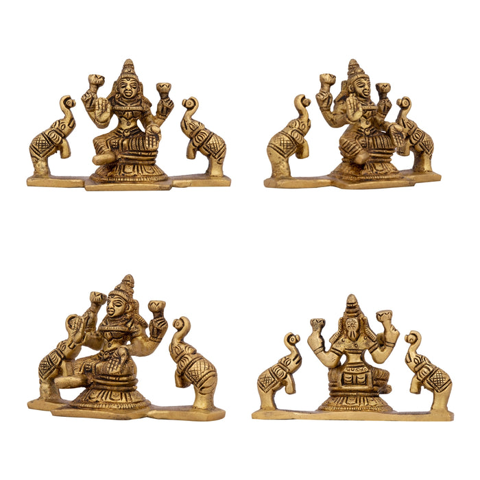 AshtaLakshmi Idol Set - 2.5 x 2 Inches | Antique Brass Idol/ 8 Pcs/ Laxmi Murti for Worship & Pooja
