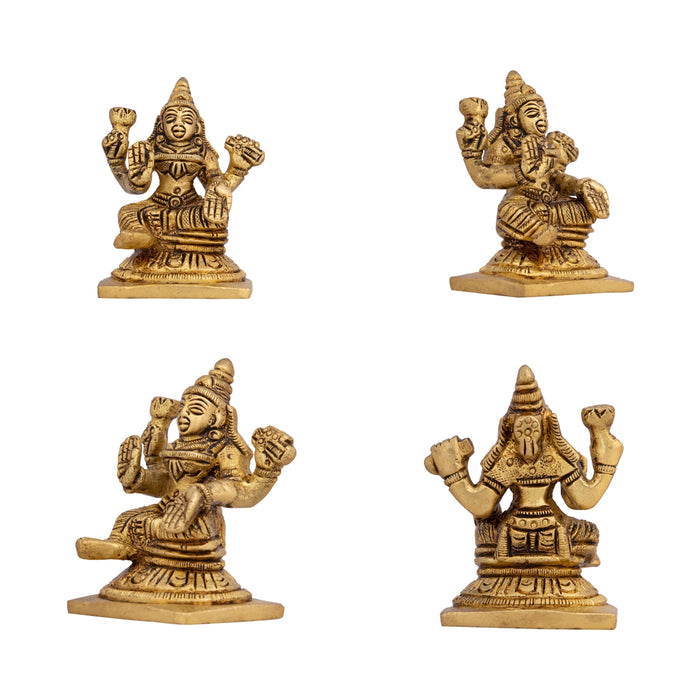 AshtaLakshmi Idol Set - 2.5 x 2 Inches | Antique Brass Idol/ 8 Pcs/ Laxmi Murti for Worship & Pooja
