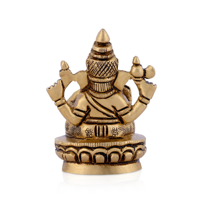 Ganesha Sitting On Base Murti - 3 x 2 Inches | Brass Idol/ Vinayagar Statue For Pooja Space