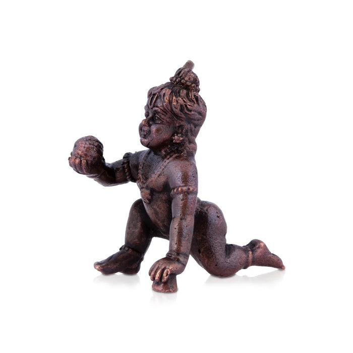 Crawling Krishna Statue - 1.5 x 1.25 Inches | Copper Statue/ Laddu Gopal Murti for Pooja