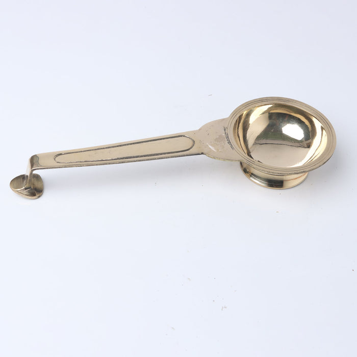 Brass Aarti With Handle - 1.5 x 12 Inches | Laddle Camphor Burner/ Kapoor Dhani/ Karpura Aarti for Pooja