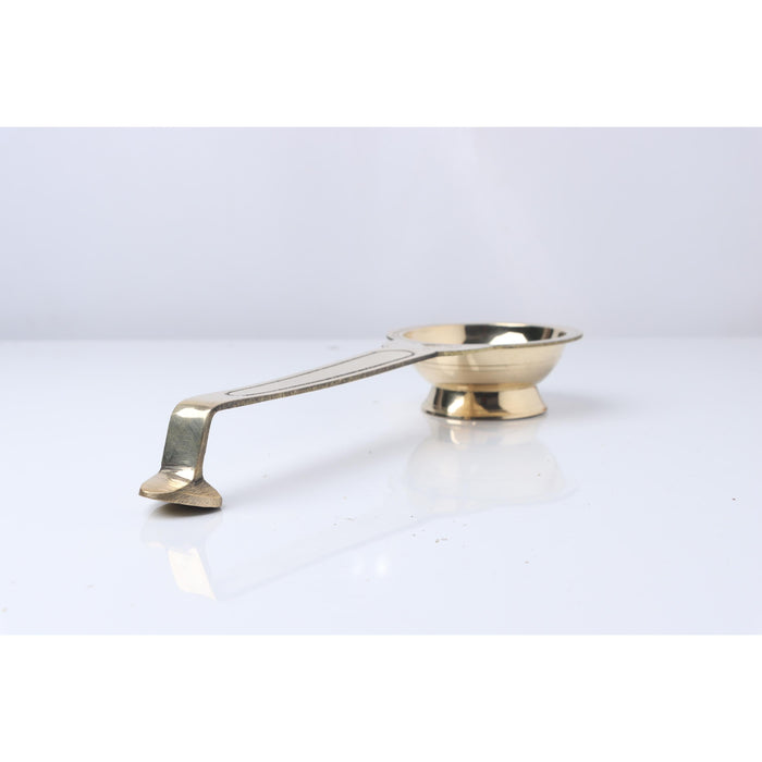 Brass Aarti With Handle - 1.5 x 12 Inches | Laddle Camphor Burner/ Kapoor Dhani/ Karpura Aarti for Pooja