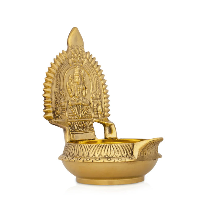 Kamakshi Deepam - 5.5 x 3.75 Inches | Brass Kuber Deepam/ Kamatchi Vilakku for Pooja/ 385 Gms Approx