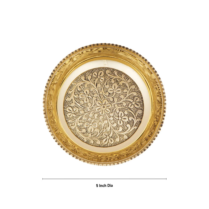 Brass Plate - 5 Inches | Thali Plate/ Pooja Plate for Home/ 195 Gms Approx