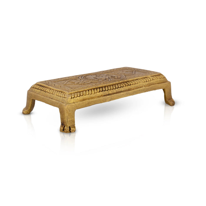 Chowki - 1 x 5.5 x 3 Inches | Brass Bajot/ Antique Polish Patla/ Manai Palagai for Pooja