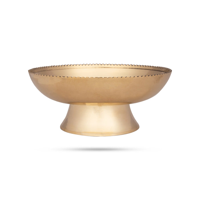 Cutting Plate with Base - 2.25 x 5.5 Inches | Brass Plate/ Pooja Thali for Rituals & Offerings