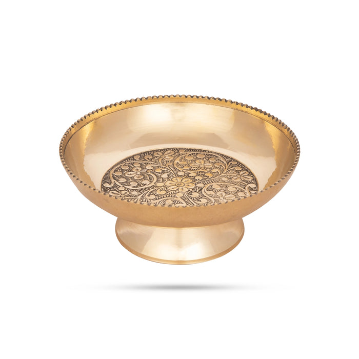 Cutting Plate with Base - 2.25 x 5.5 Inches | Brass Plate/ Pooja Thali for Rituals & Offerings